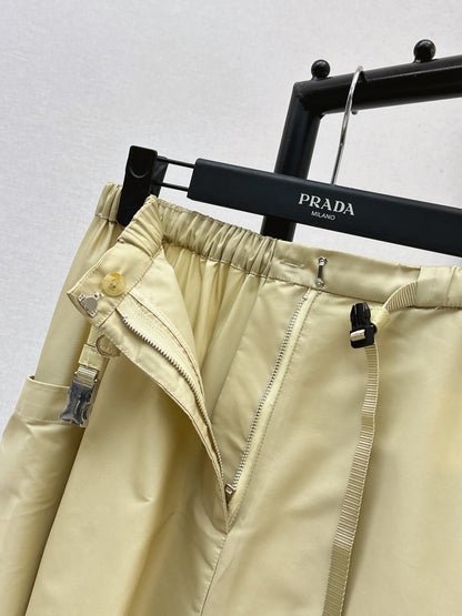 26ss Elastic waist nylon midi skirt