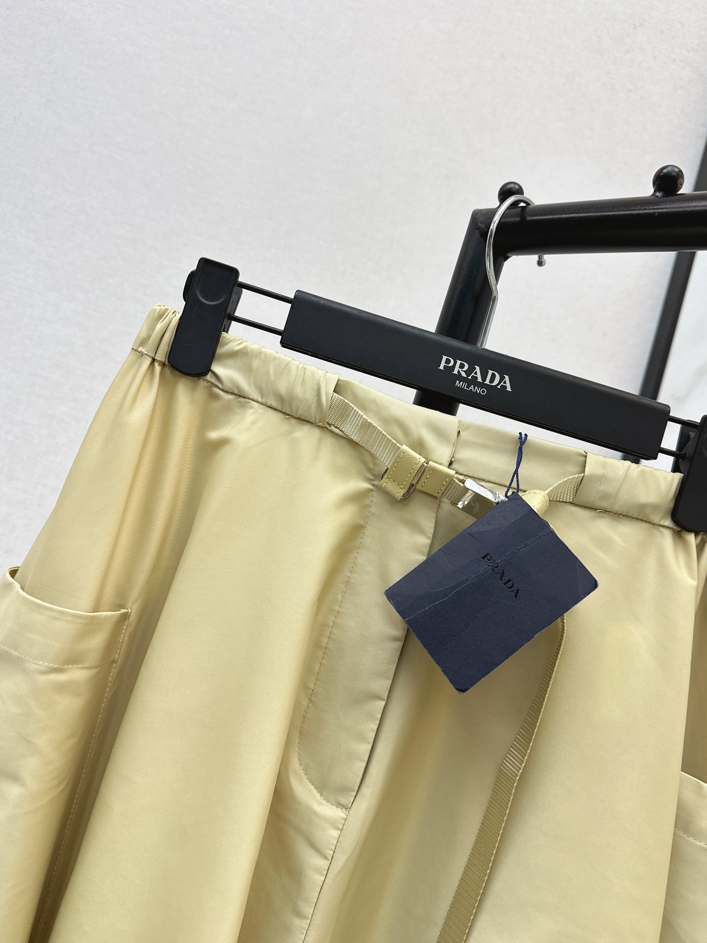 26ss Elastic waist nylon midi skirt