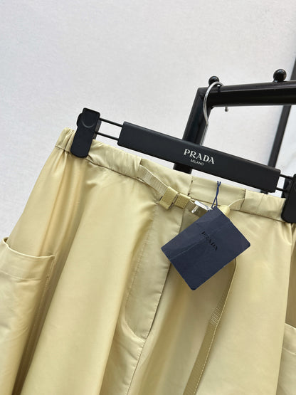 26ss Elastic waist nylon midi skirt