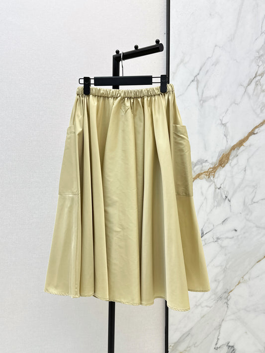26ss Elastic waist nylon midi skirt