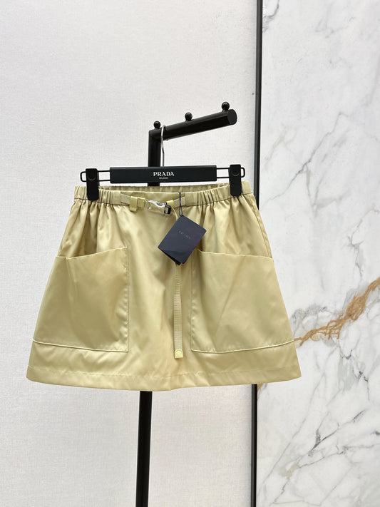 26ss Elastic Waist Nylon Mini Skirt