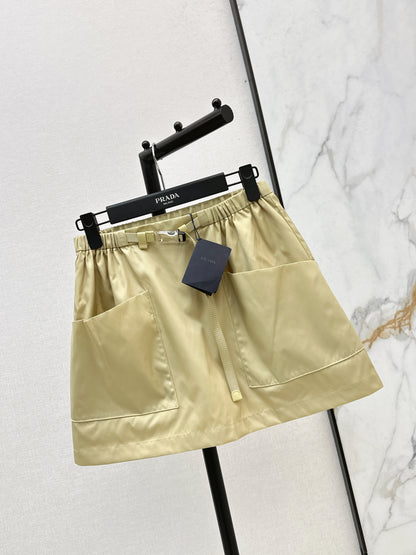 26ss Elastic Waist Nylon Mini Skirt