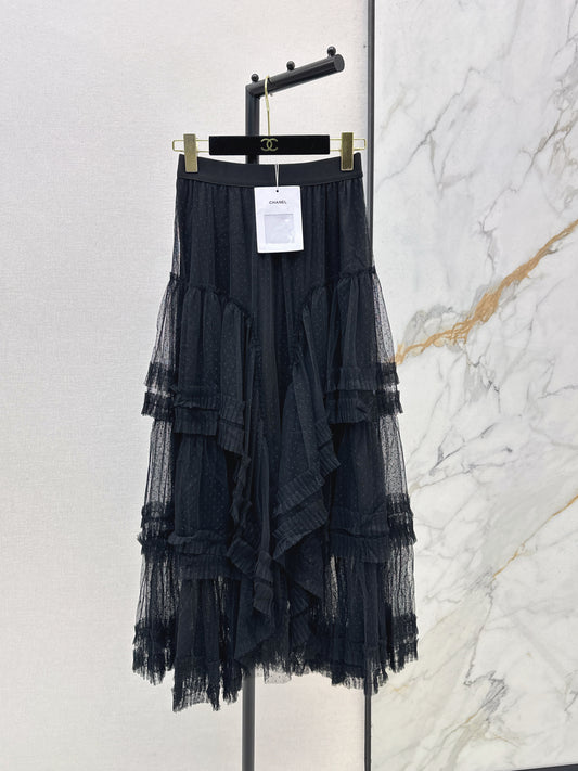 26ss Polka Dot Mesh Midi Skirt