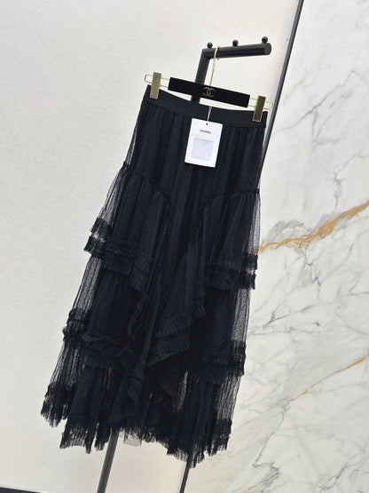 26ss Polka Dot Mesh Midi Skirt