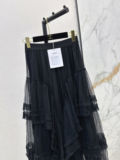 26ss Polka Dot Mesh Midi Skirt