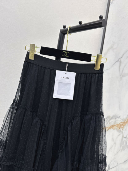 26ss Polka Dot Mesh Midi Skirt