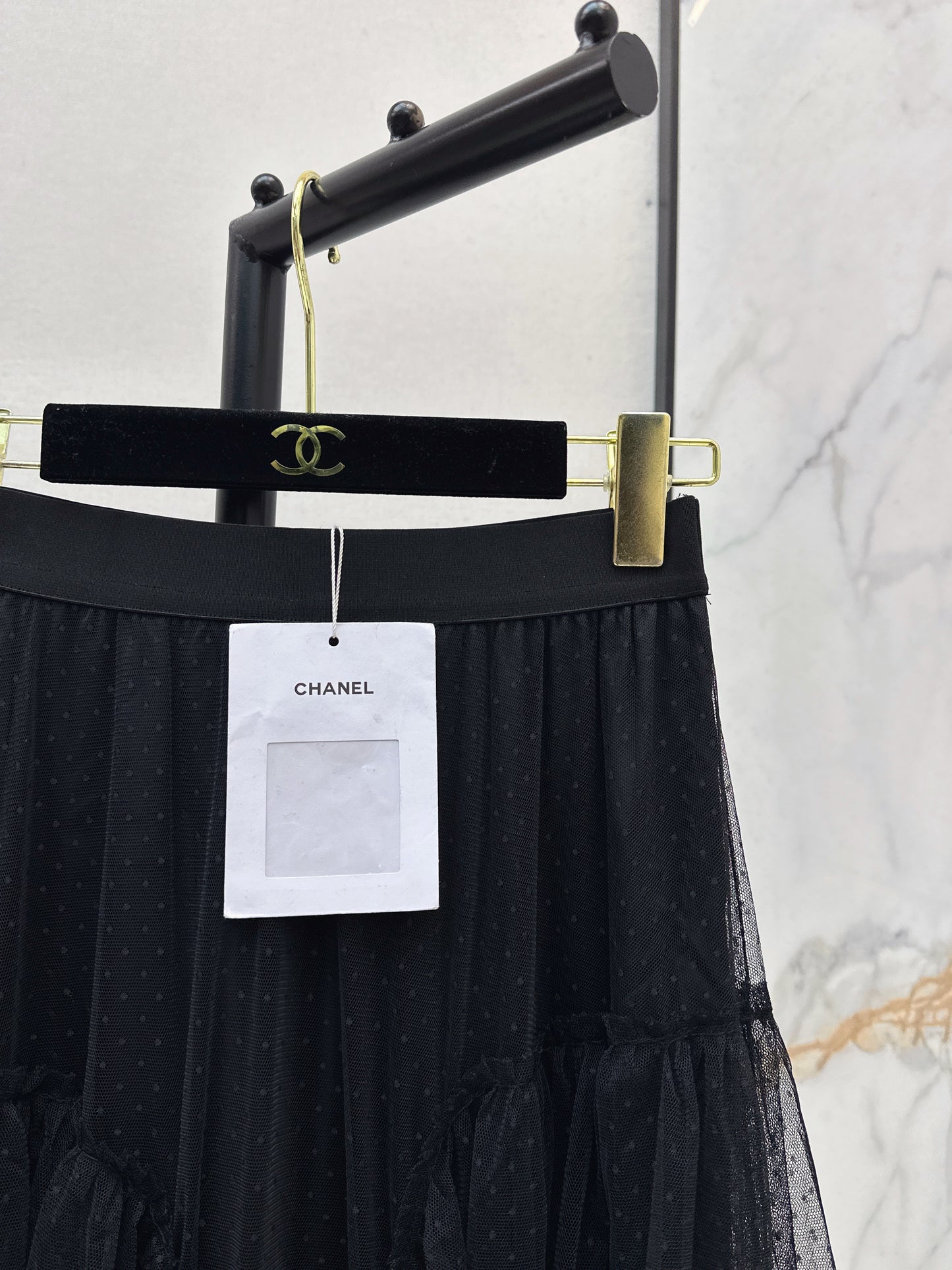 26ss Polka Dot Mesh Midi Skirt