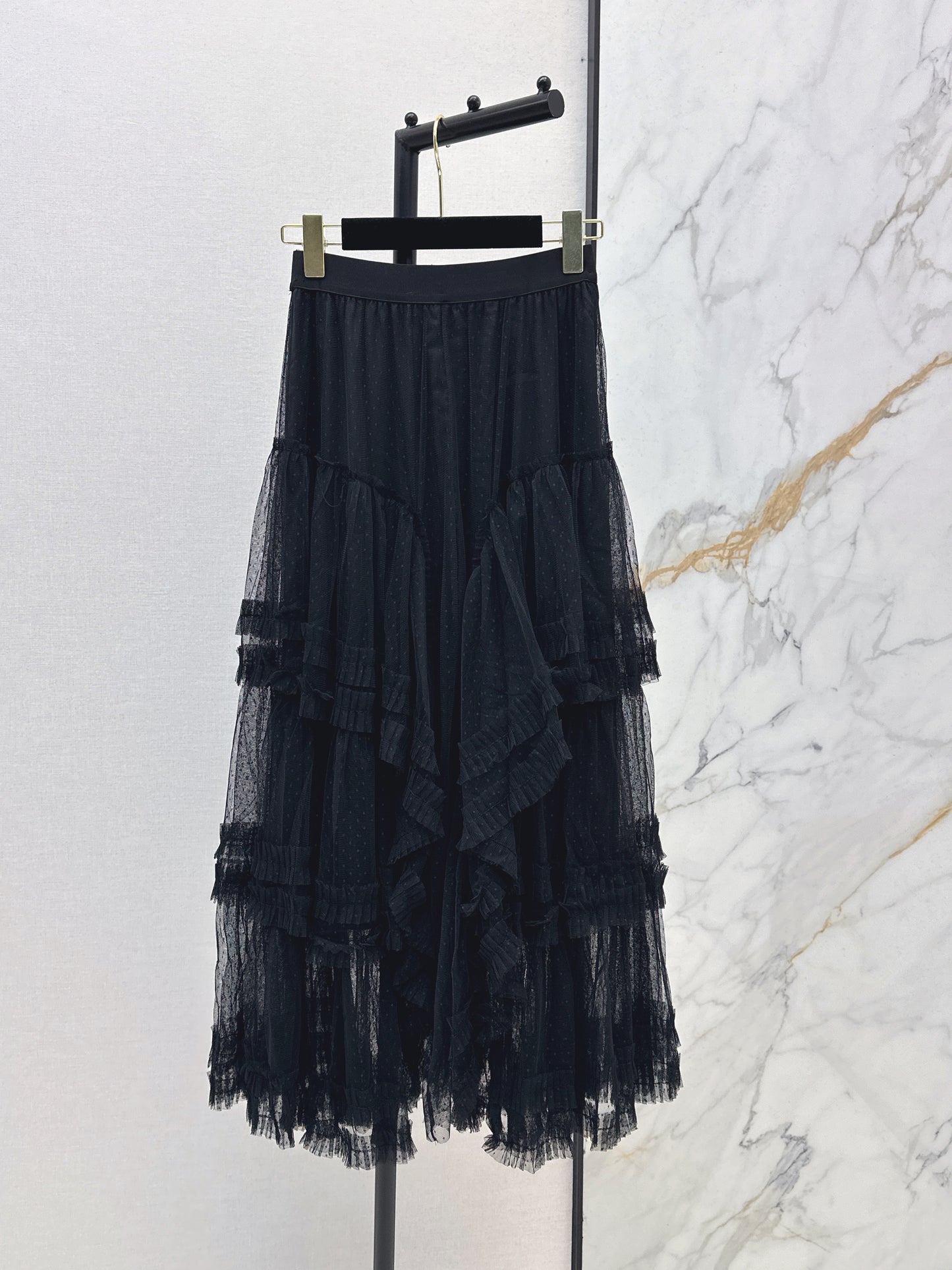 26ss Polka Dot Mesh Midi Skirt