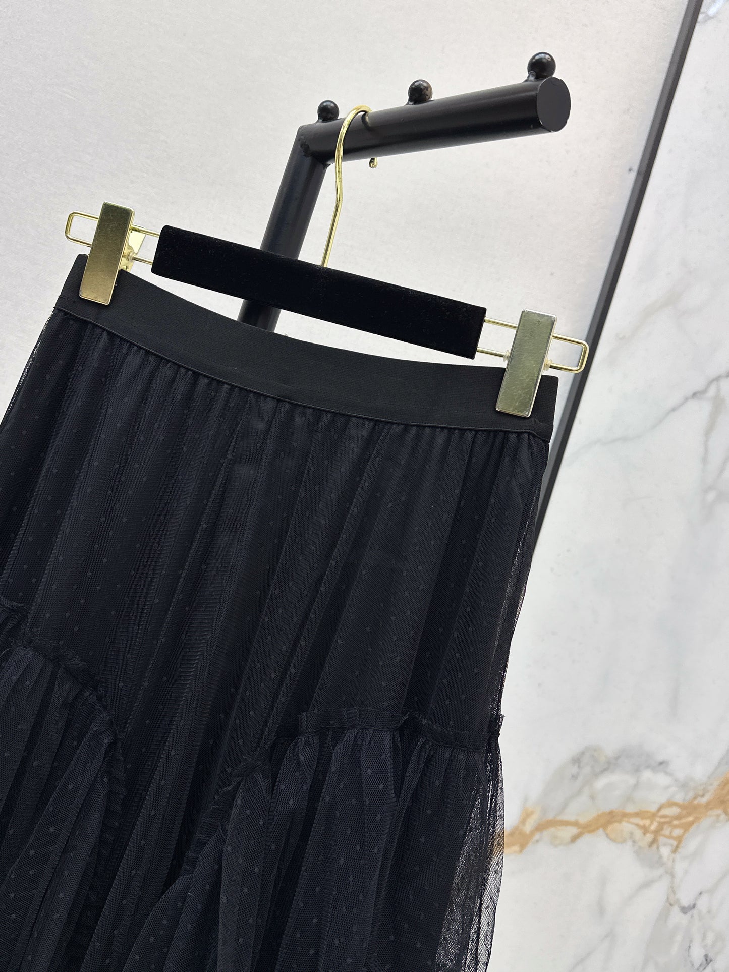 26ss Polka Dot Mesh Midi Skirt
