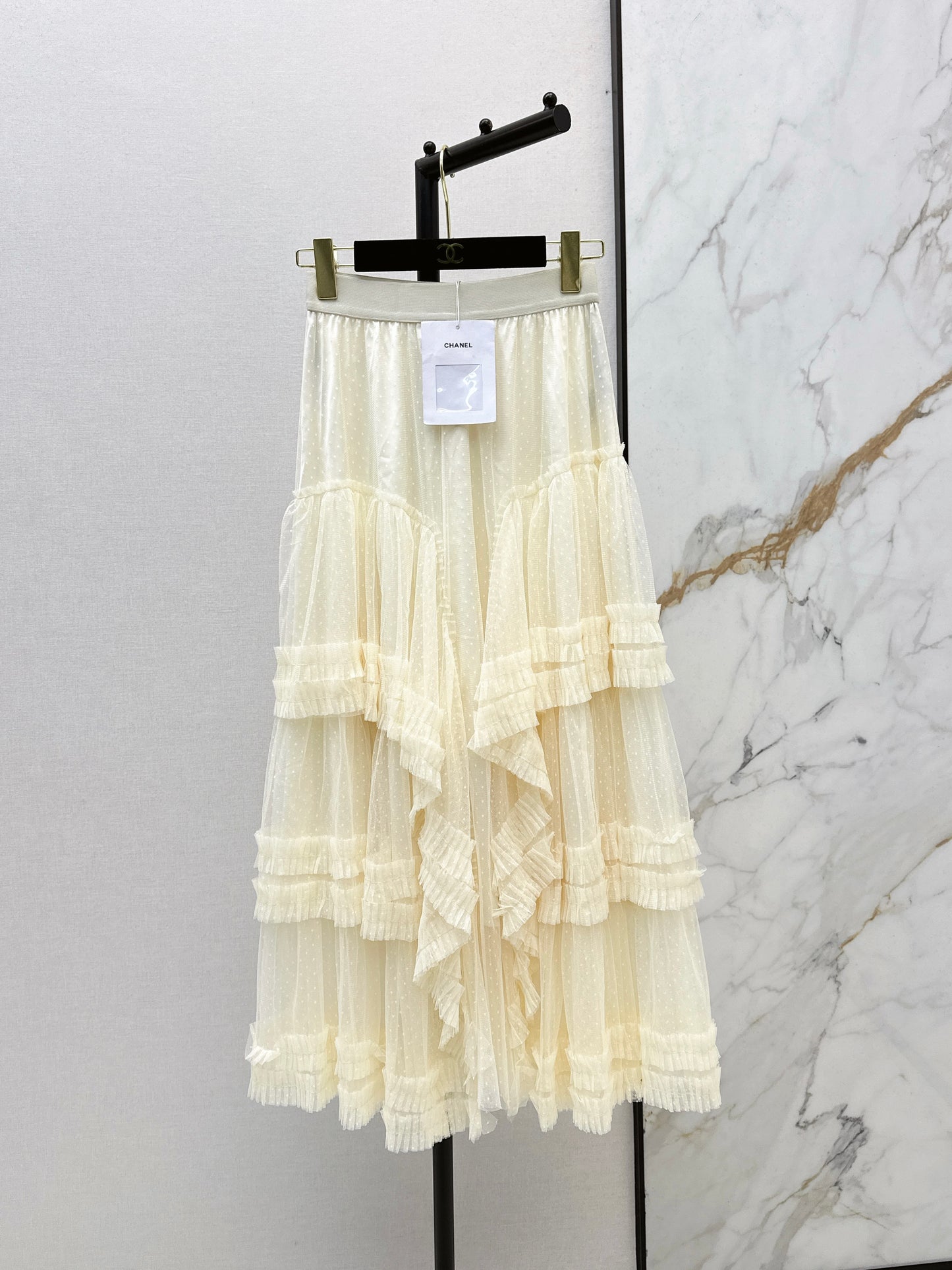 26ss Polka Dot Mesh Midi Skirt