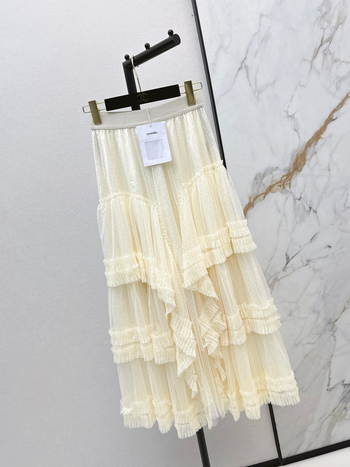 26ss Polka Dot Mesh Midi Skirt