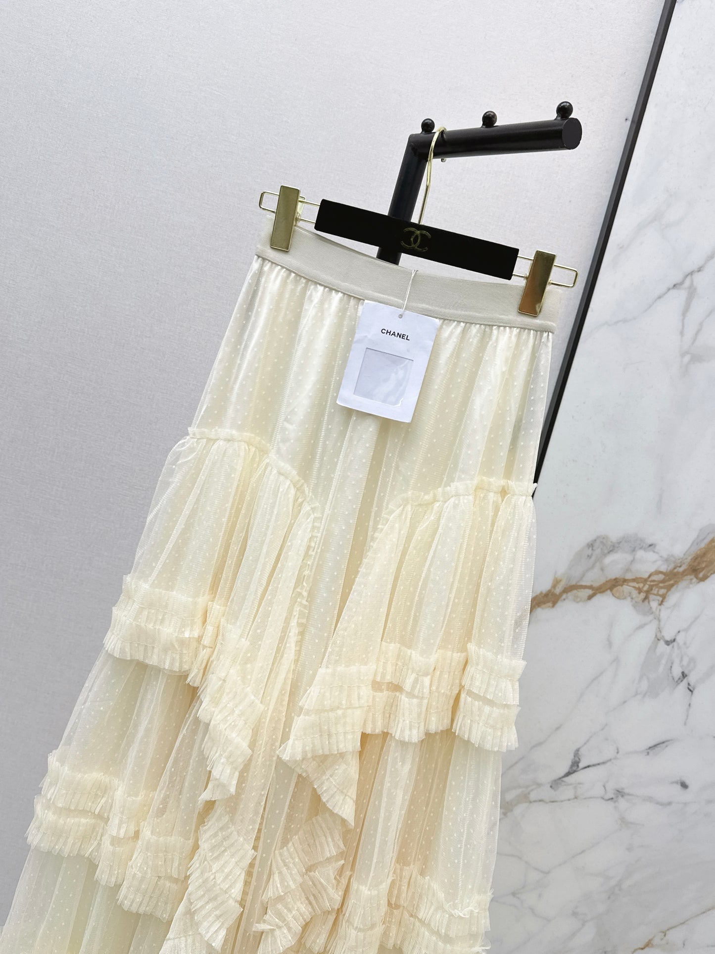 26ss Polka Dot Mesh Midi Skirt