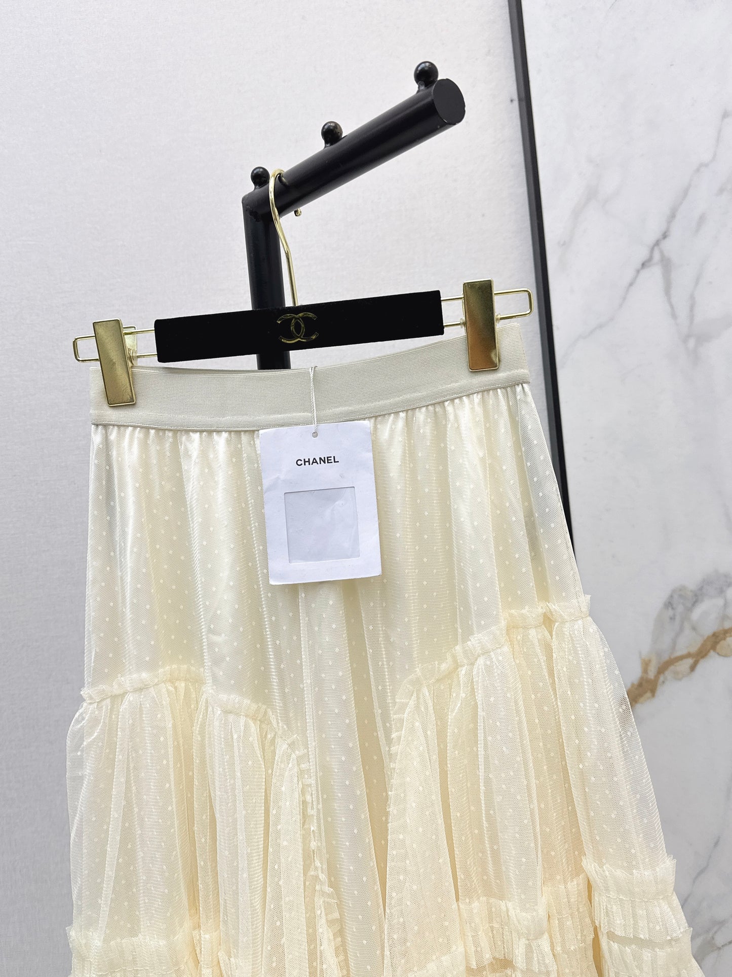 26ss Polka Dot Mesh Midi Skirt