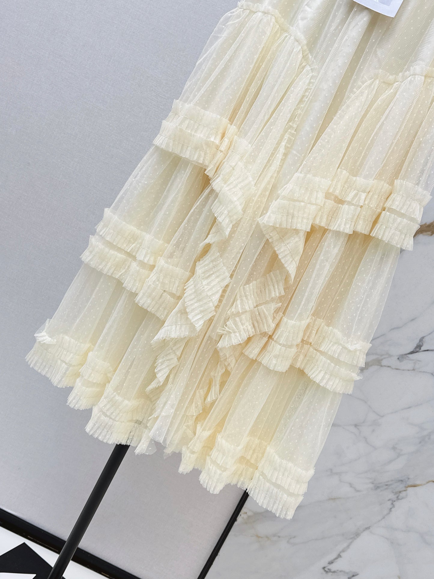 26ss Polka Dot Mesh Midi Skirt