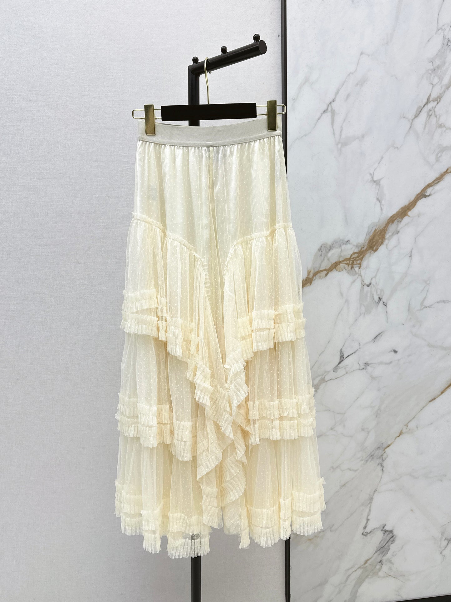 26ss Polka Dot Mesh Midi Skirt