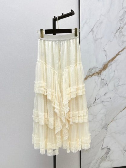 26ss Polka Dot Mesh Midi Skirt