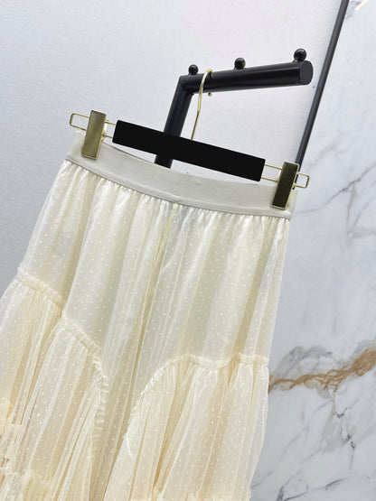26ss Polka Dot Mesh Midi Skirt