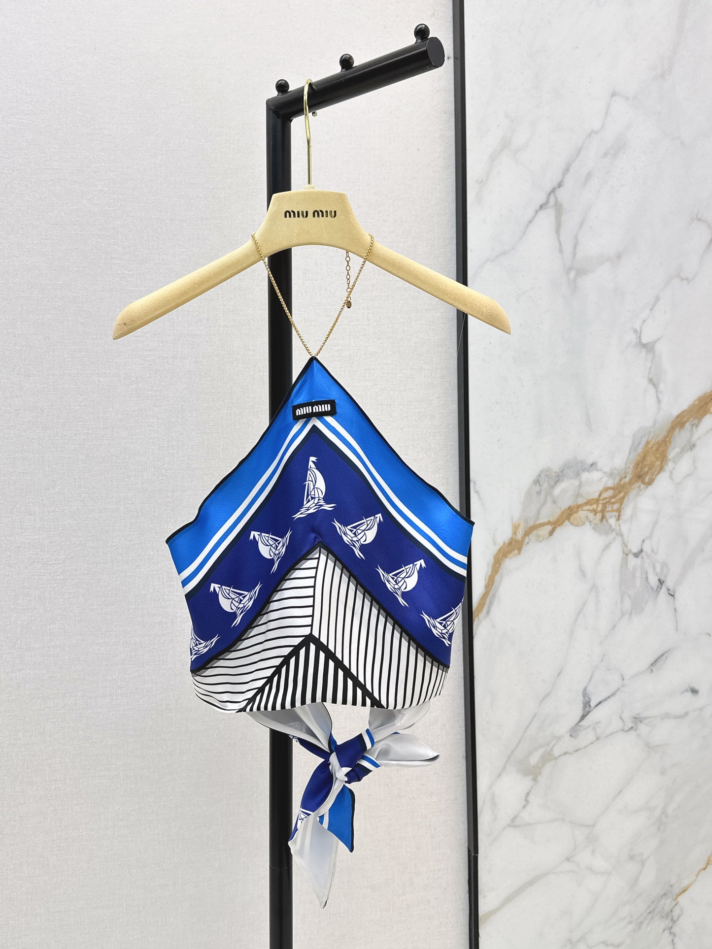 26ss Halter-neck printed strapless top