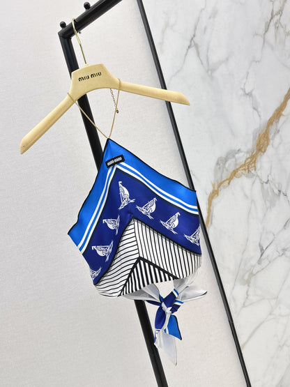 26ss Halter-neck printed strapless top