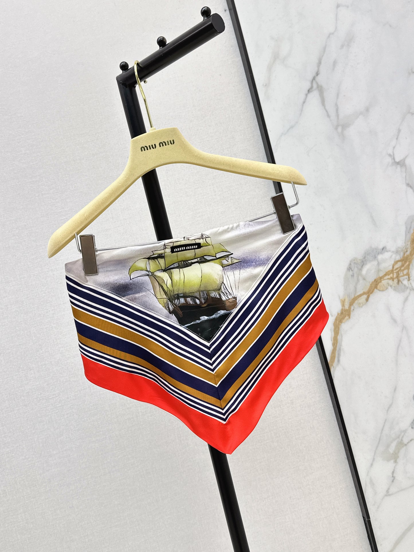 26ss Halter-neck printed strapless top