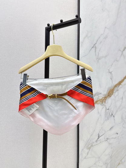 26ss Halter-neck printed strapless top