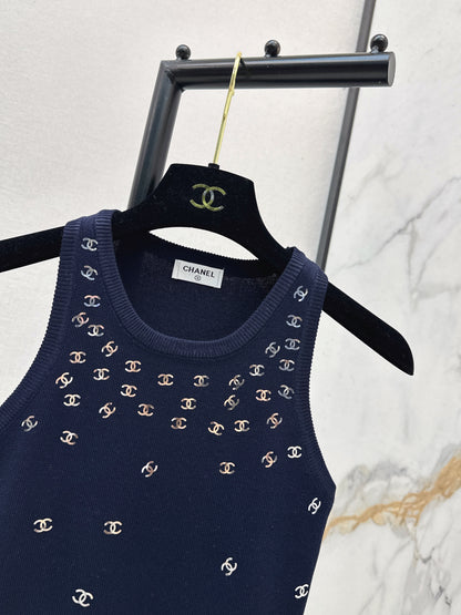 26ss Logo Gold Foil Knit Vest