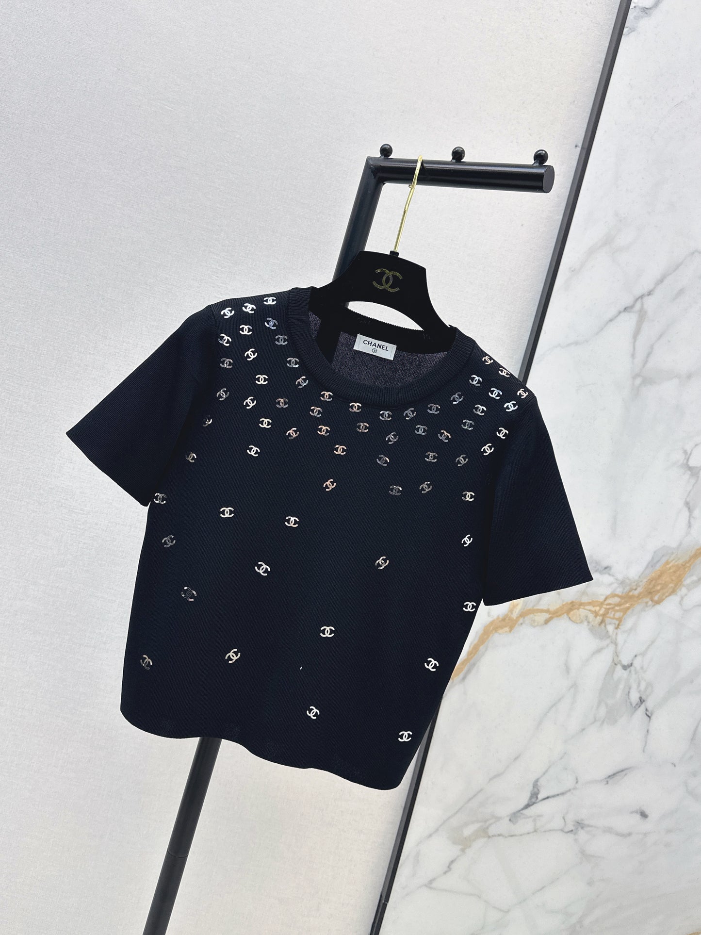26ss Logo Gold Foil Knit T-Shirt