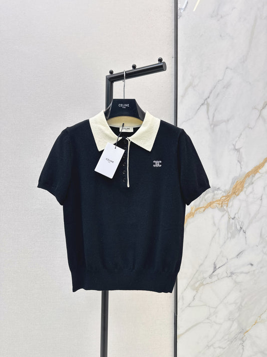 26ss Color-blocked collar polo shirt