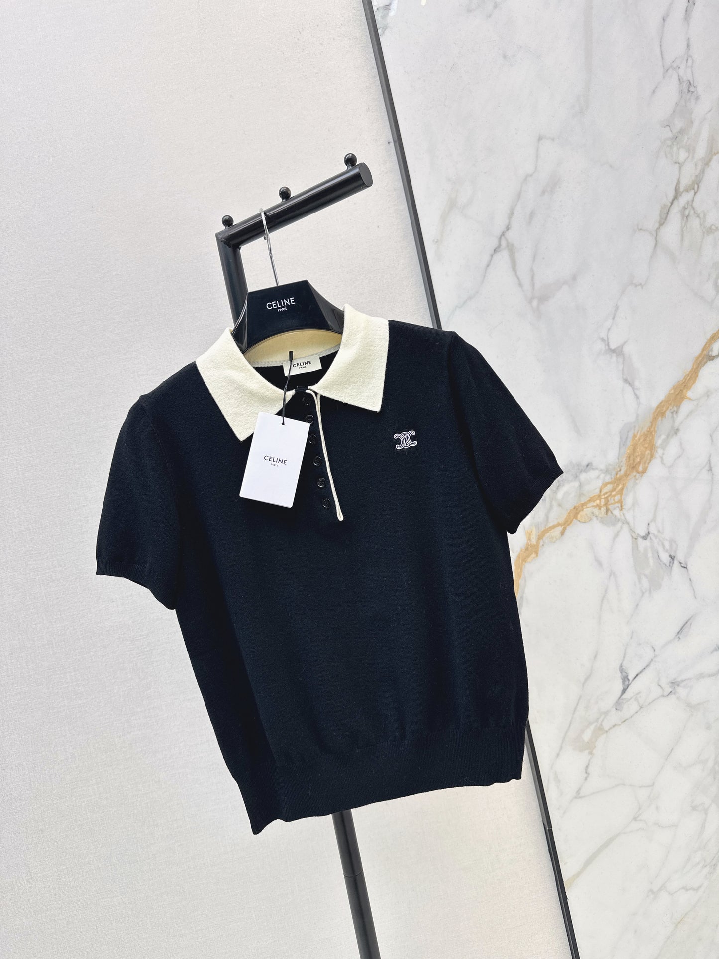 26ss Color-blocked collar polo shirt