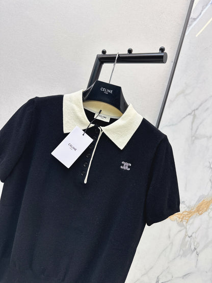 26ss Color-blocked collar polo shirt