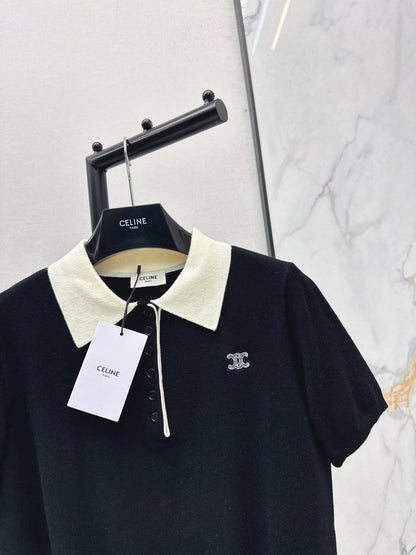 26ss Color-blocked collar polo shirt