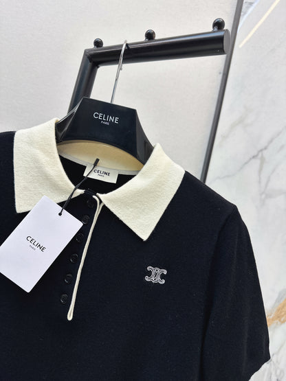 26ss Color-blocked collar polo shirt