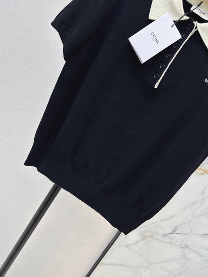 26ss Color-blocked collar polo shirt