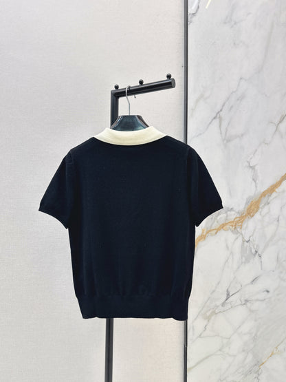 26ss Color-blocked collar polo shirt