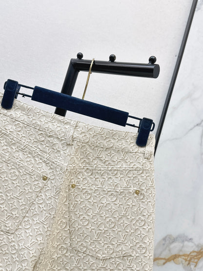 26ss Jacquard logo denim shorts