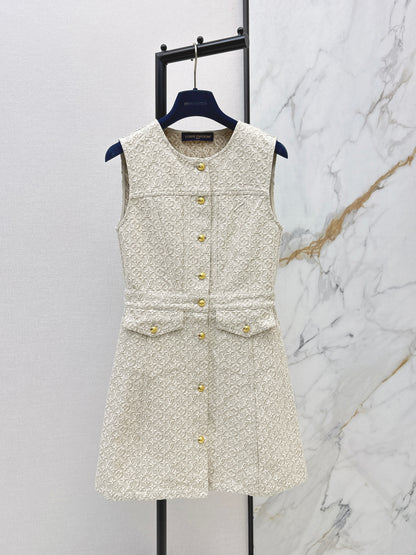 26ss Jacquard logo denim vest dress