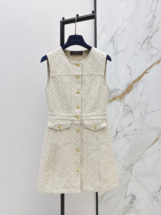 26ss Jacquard logo denim vest dress