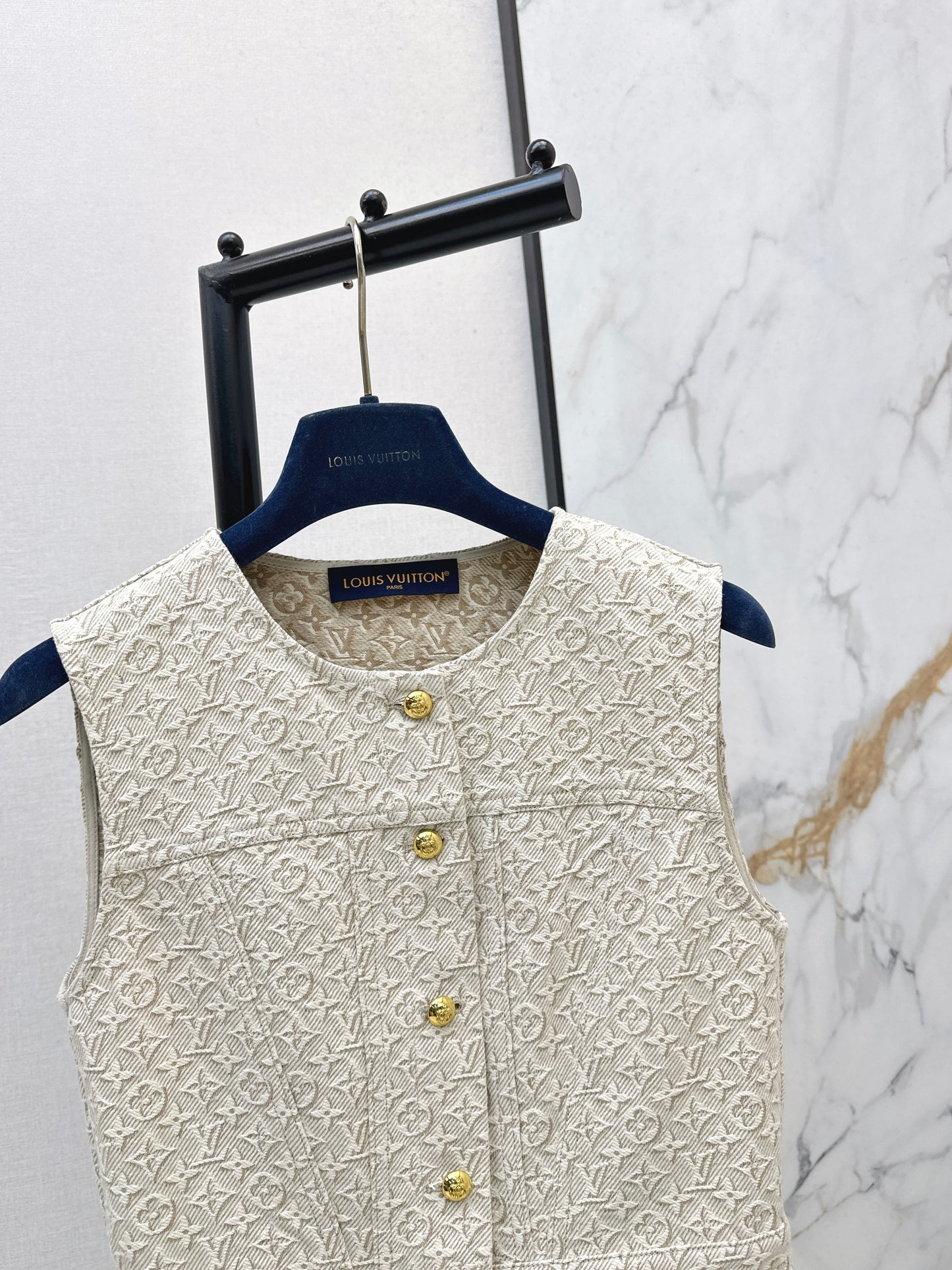26ss Jacquard logo denim vest dress