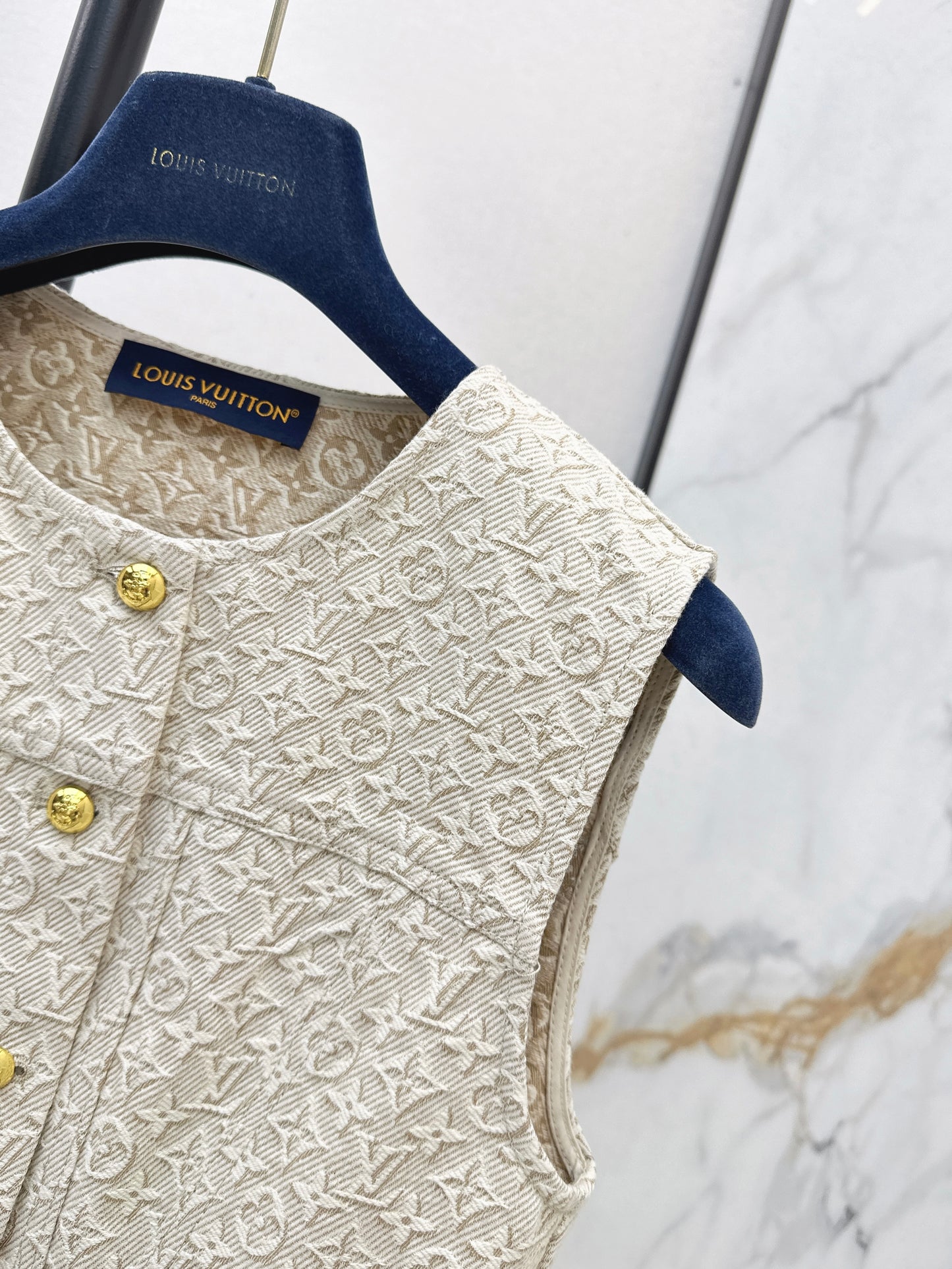 26ss Jacquard logo denim vest dress