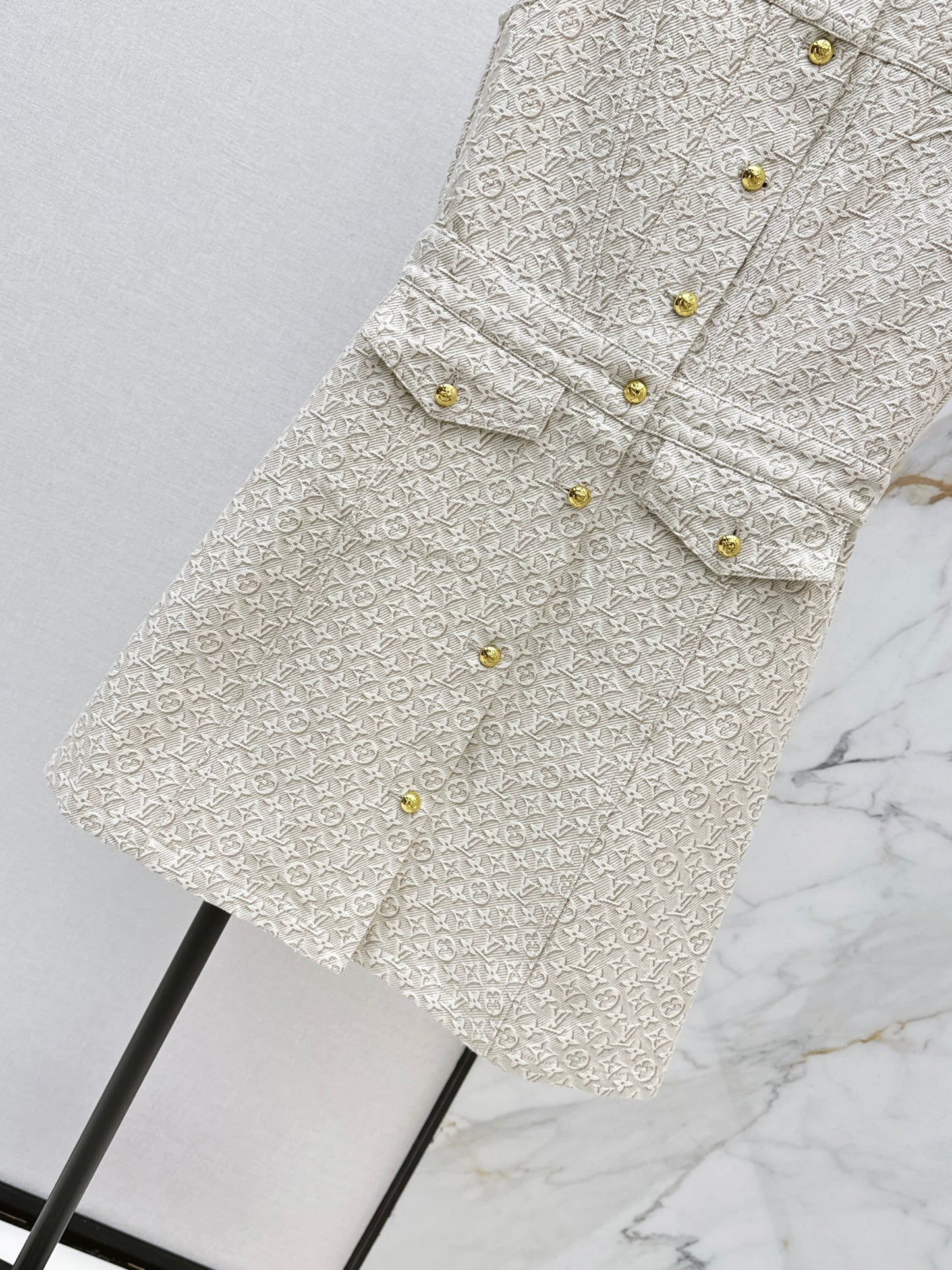 26ss Jacquard logo denim vest dress