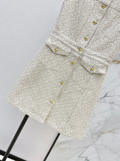 26ss Jacquard logo denim vest dress