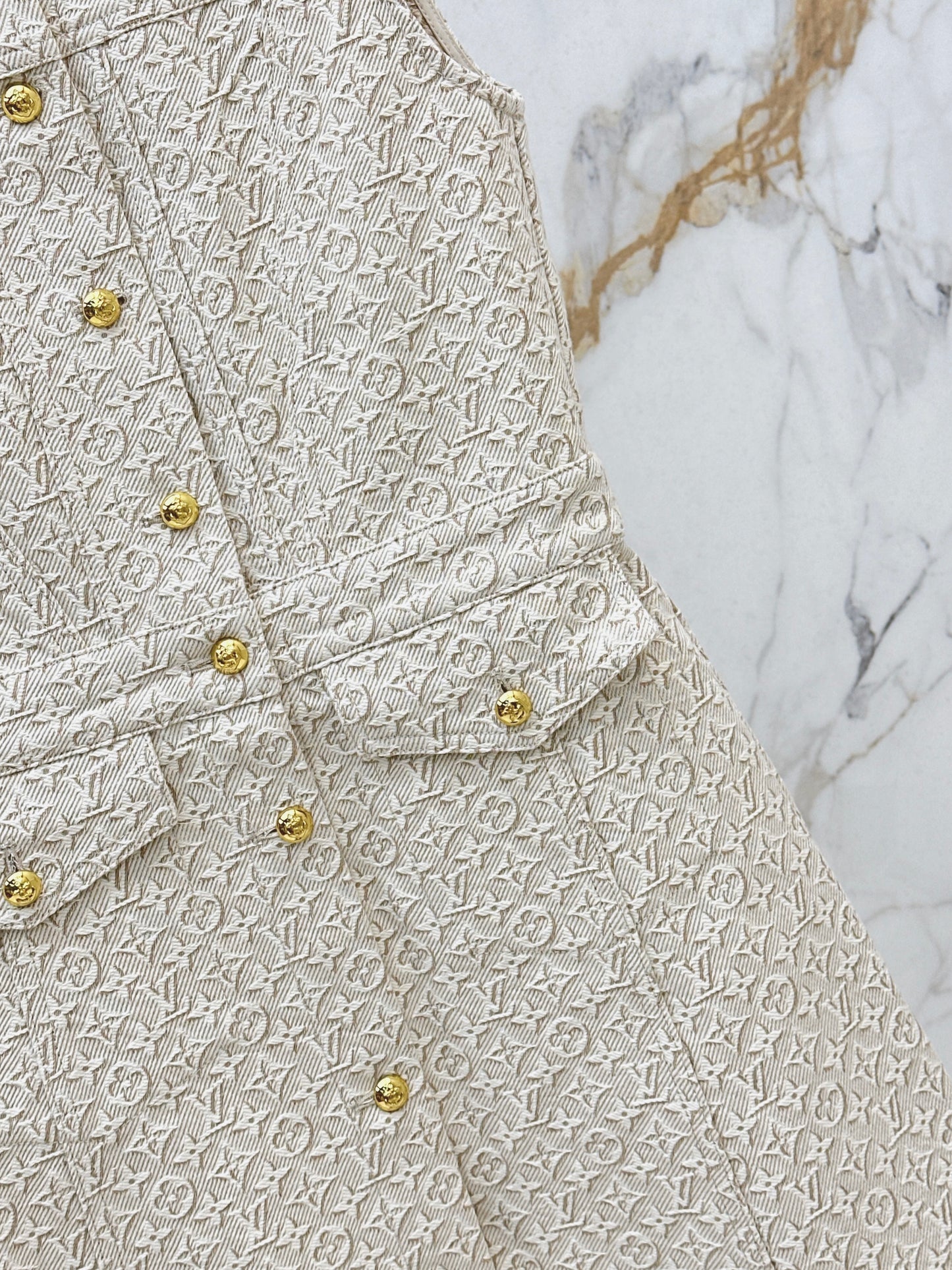 26ss Jacquard logo denim vest dress