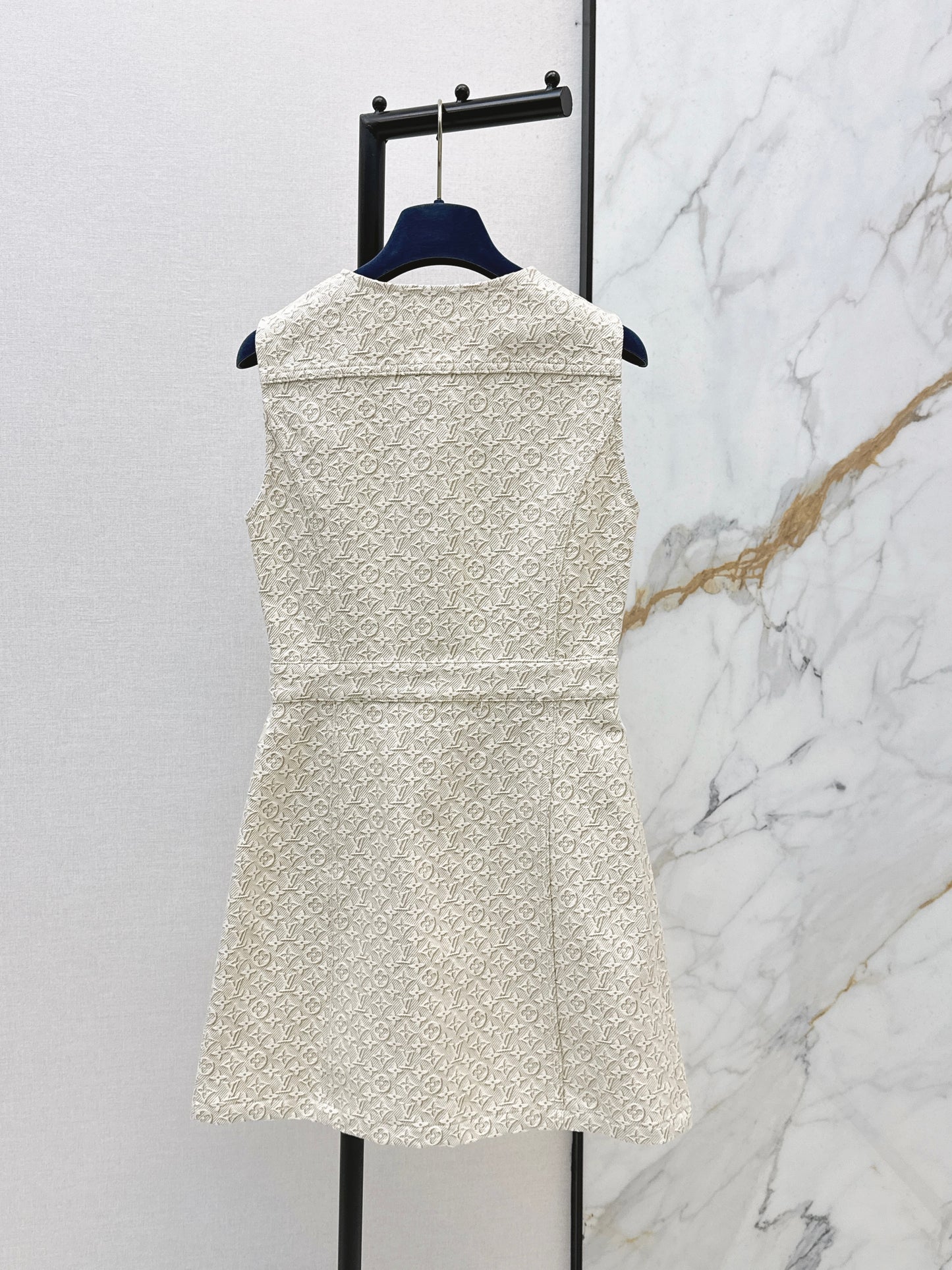 26ss Jacquard logo denim vest dress