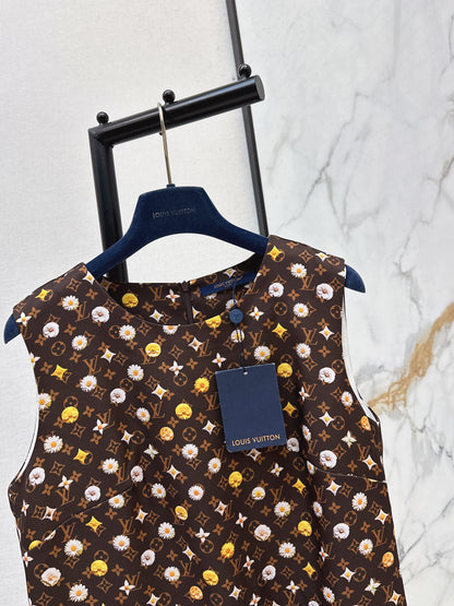 26ss Printed sleeveless dress