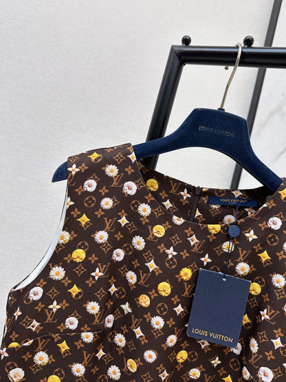 26ss Printed sleeveless dress