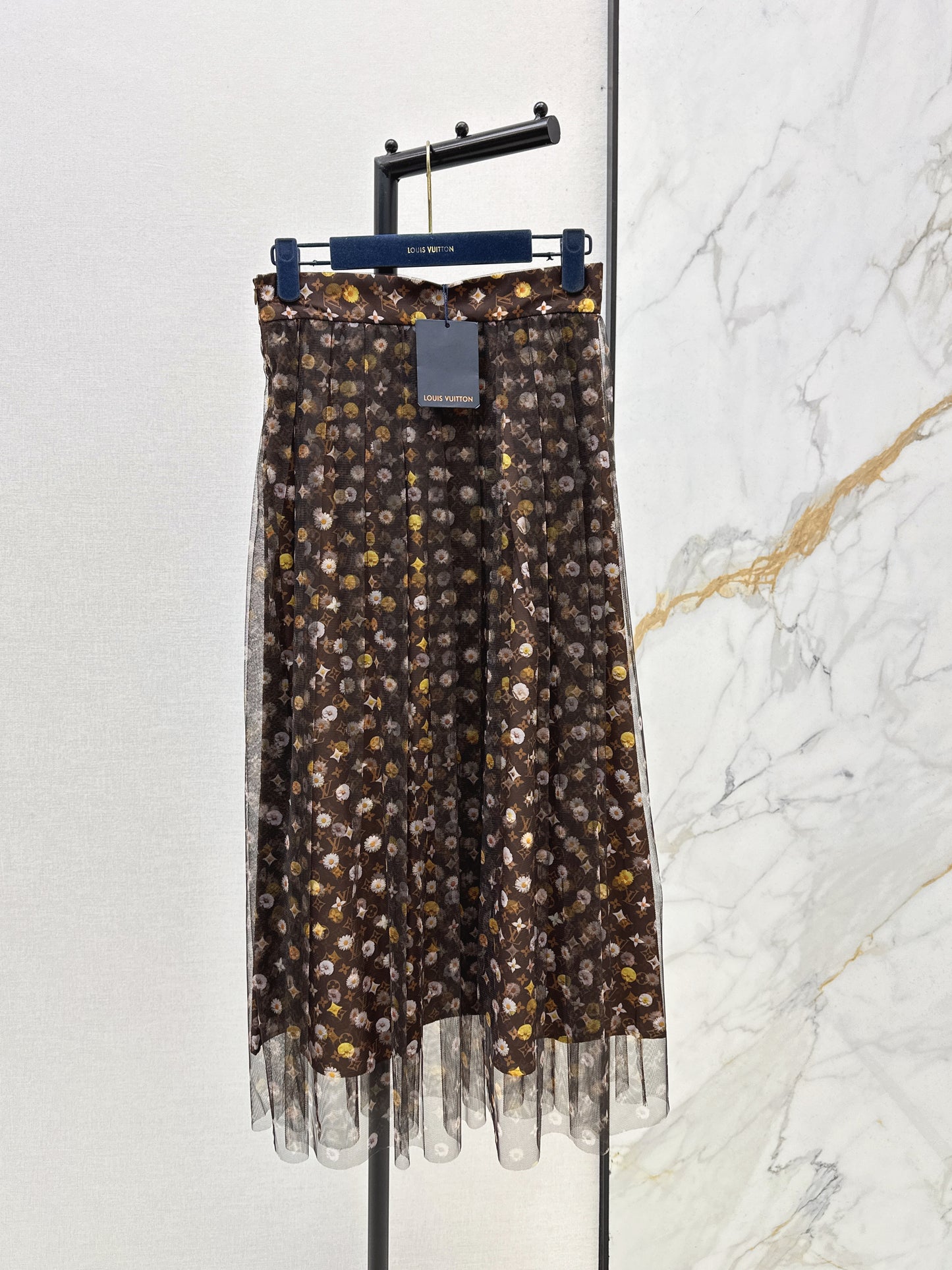 26ss Printed Mesh Midi Skirt