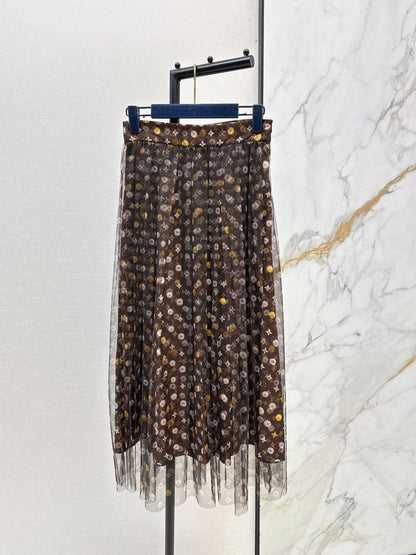26ss Printed Mesh Midi Skirt