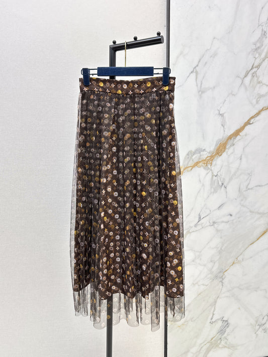 26ss Printed Mesh Midi Skirt