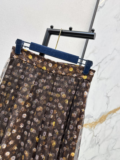 26ss Printed Mesh Midi Skirt