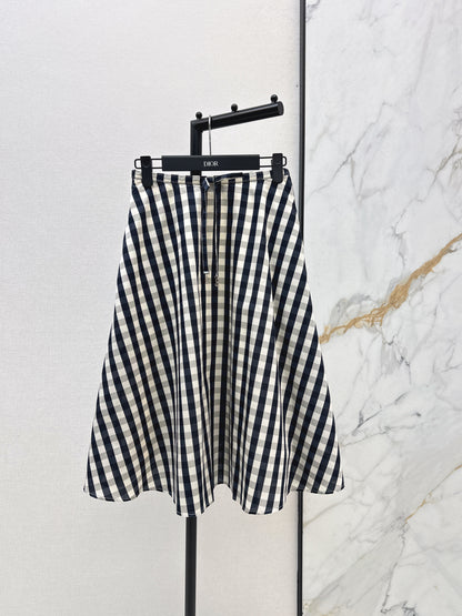 26ss Plaid A-line Midi Skirt
